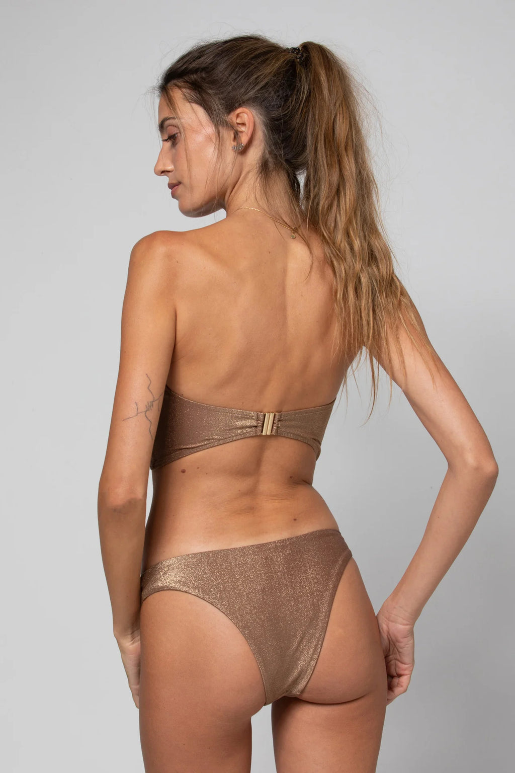 MAILLOT DEUX PIECES BUSTIER ARMATURÉ KANDICE LUREX GOLD